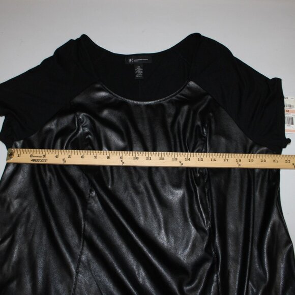 INC Top $80 Sz 2X Deep Black Faux Leather Rayon Spandex Top - Picture 11 of 12